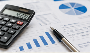 Calculator and financial documents illustrating how property closing costs are calculated in Mexico