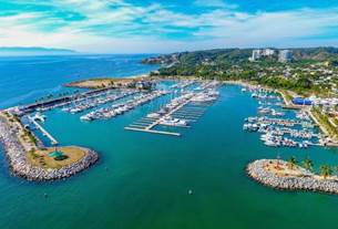 Aerial view of La Cruz de Huanacaxtle Marina on the Riviera Nayarit, Mexico
