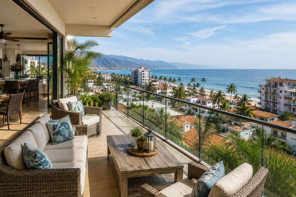Bucerias real estate ocean view condo overlooking Banderas Bay in Nayarit Mexico