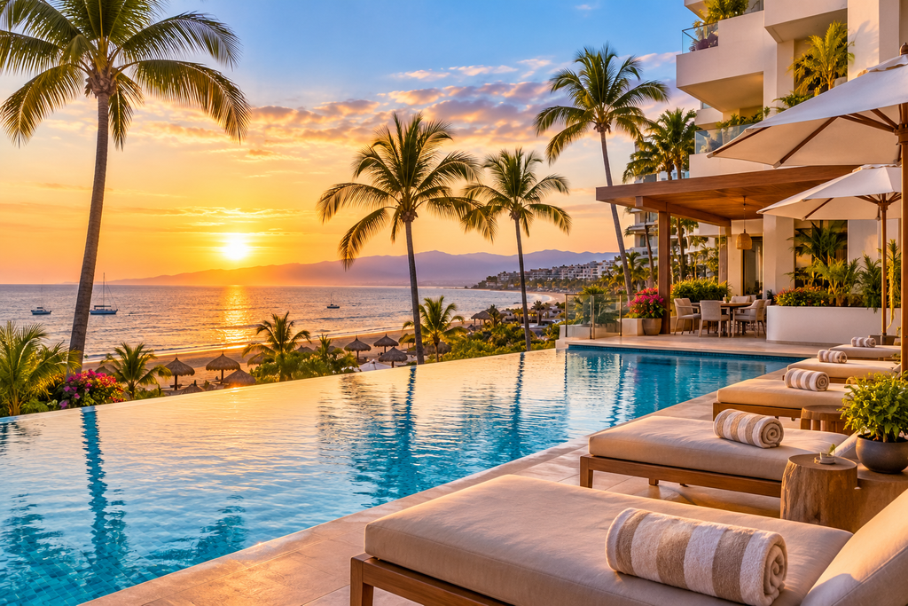 Infinity pool at a luxury condo overlooking the ocean in Bucerías, Nayarit